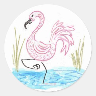 Pink Flamingo 13 Classic Round Sticker