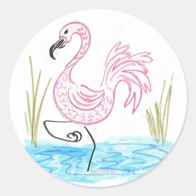 Pink Flamingo 13 Classic Round Sticker (Front)