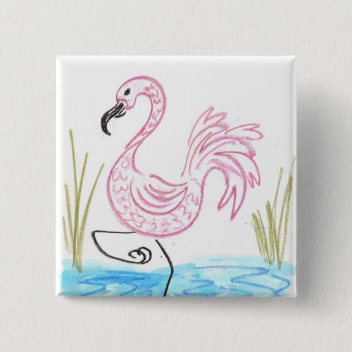 Pink Flamingo 13 Pinback Button