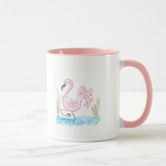 Pink Flamingo #13 Two-Tone Coffee Mug