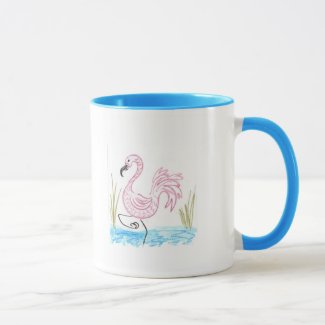 Pink Flamingo #13 Two-Tone Coffee Mug