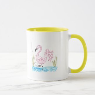 Pink Flamingo #13 Two-Tone Coffee Mug