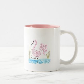 Pink Flamingo #13 Two-Tone Coffee Mug
