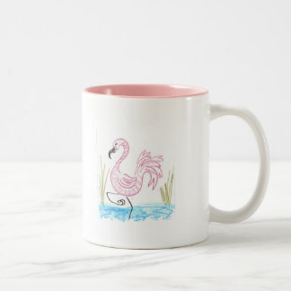 Pink Flamingo #13 Two-Tone Coffee Mug