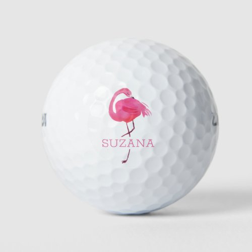 Pink flamingo 2 monogram golf balls