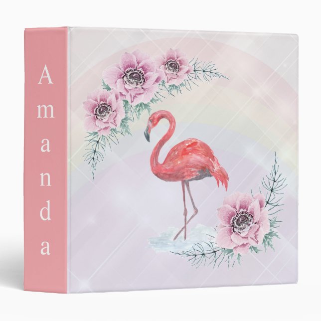 Pink Flamingo . 3 Ring Binder (Front/Spine)