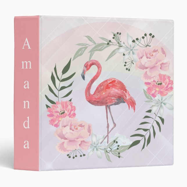 Pink Flamingo . 3 Ring Binder (Front/Spine)