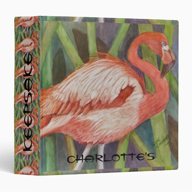 PINK FLAMINGO 3 RING BINDER (Front/Spine)