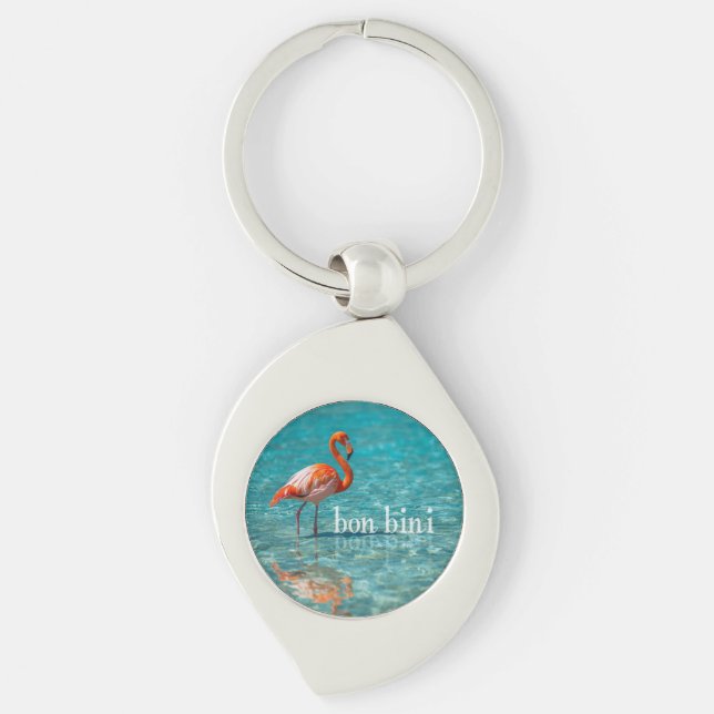 Pink flamingo abc islands keychain (Front)