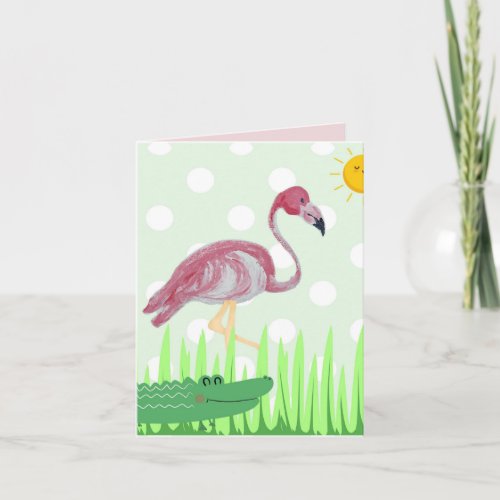 Pink Flamingo Alligator Thank You Notes