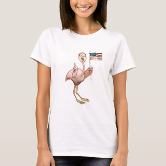 Pink Flamingo American Flag Number One T-Shirt