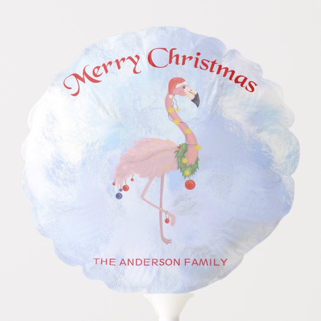 Pink Flamingo And Christmas Balls Balloon (Front)