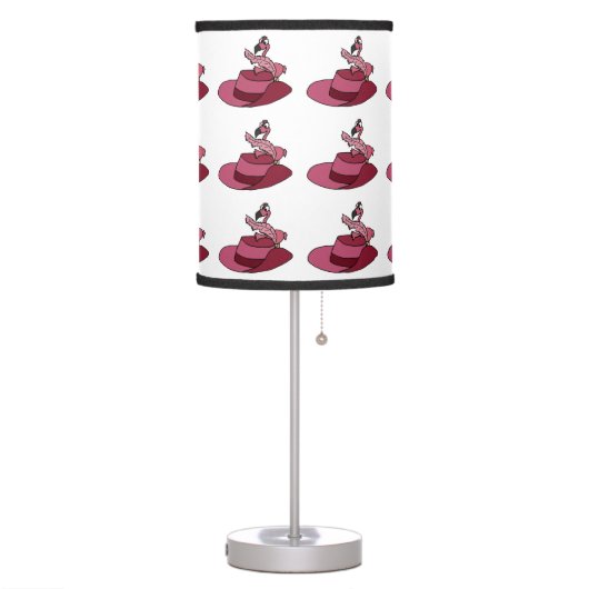 Pink Flamingo and Feathered Hat Table Lamp (Left)