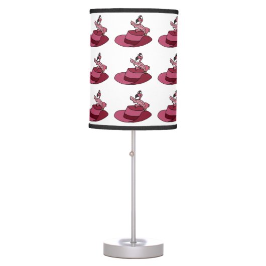Pink Flamingo and Feathered Hat Table Lamp (Front)