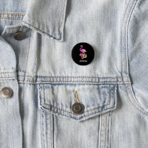 Pink Flamingo and Hibicus Button