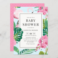 Pink Flamingo and Orchids Tropical Baby Shower