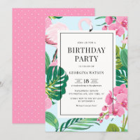 Pink Flamingo and Orchids Tropical Birthday Party