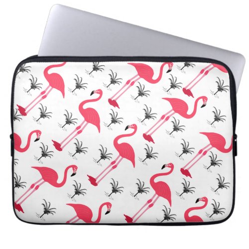 Pink Flamingo and Palm Tree Laptop Sleeve