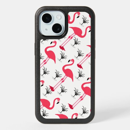 Pink Flamingo and Palm Tree iPhone 15 Case