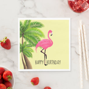 Pink Flamingo and Palm Trees PaperPaper Napkins