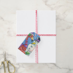 PINK FLAMINGO AND SNOWMAN CHRISTMAS GIFT TAGS Set