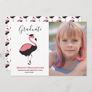 Pink Flamingo Animal Photo Graduation Announcement
