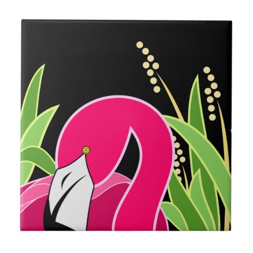 Pink Flamingo Art Ceramic Tile