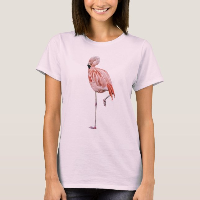 Pink Flamingo Art Vintage Style T-Shirt (Front)
