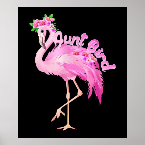 Pink Flamingo Aunt Bird Christmas Gift Matching Fa Poster