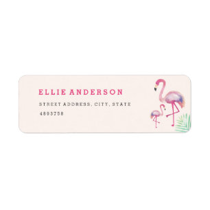 Pink Flamingo Baby Shower Address Label