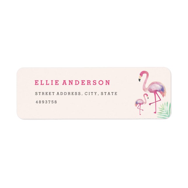 Pink Flamingo Baby Shower Address Label (Front)