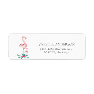 Pink Flamingo Baby Shower Address Label