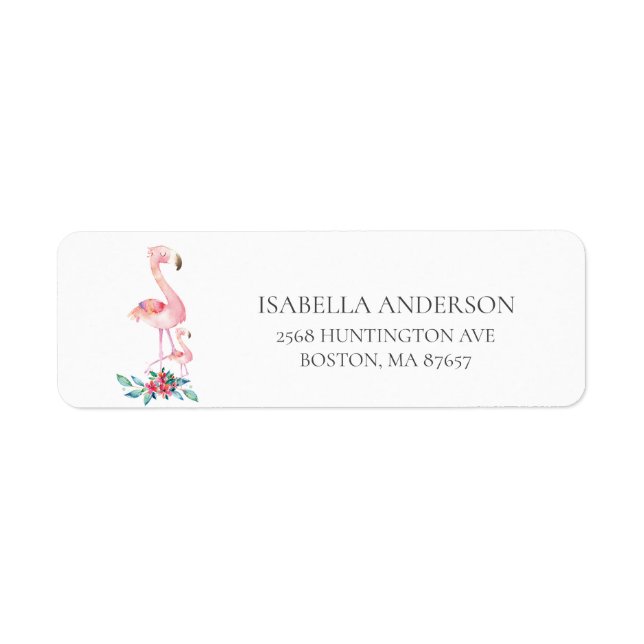 Pink Flamingo Baby Shower Address Label (Front)