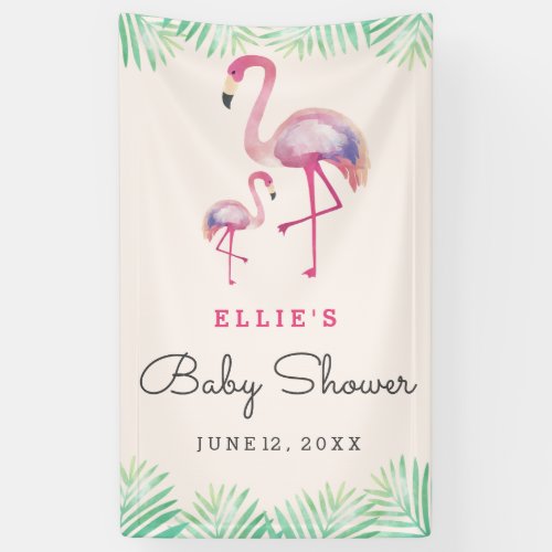 Pink Flamingo Baby Shower Banner