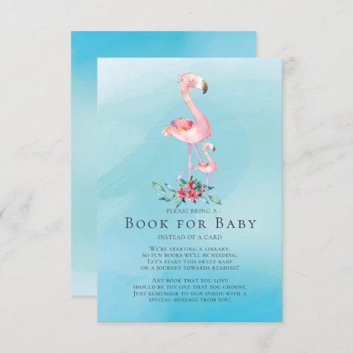 Pink Flamingo Baby Shower Book for Baby Card