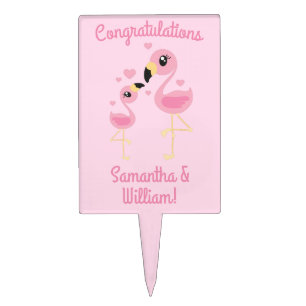 Pink Flamingo Baby Shower Cake Topper