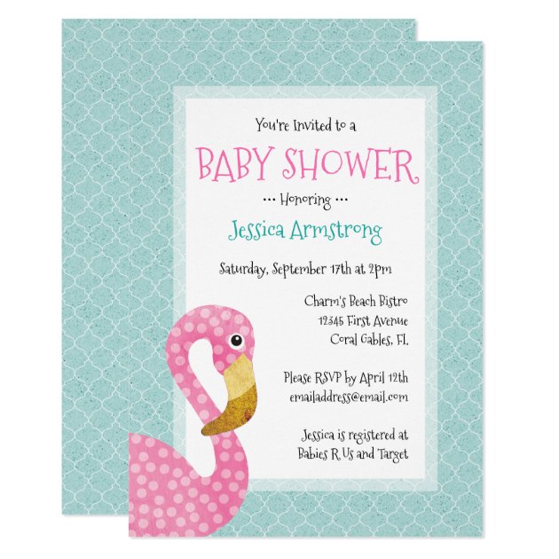 Pink Flamingo Baby Shower Invitation