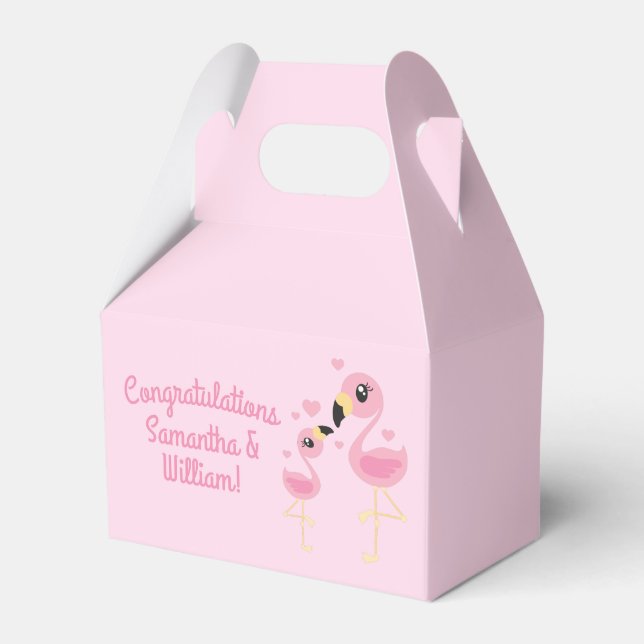 Pink Flamingo Baby Shower Favor Boxes (Front Side)