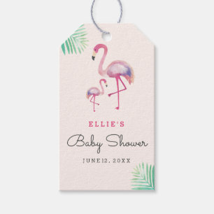 Pink Flamingo Baby Shower Gift Tags
