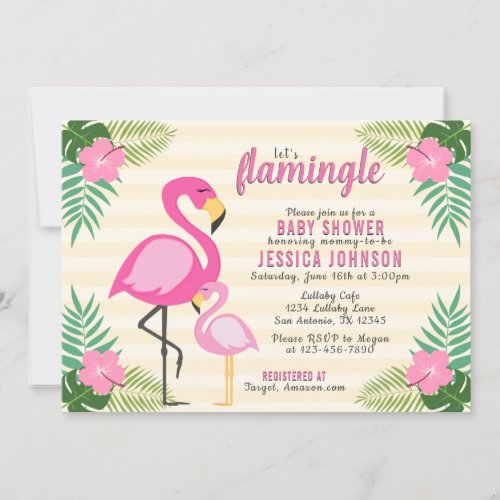 Pink Flamingo Baby Shower Invitation