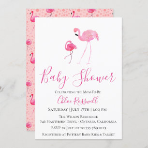 Pink Flamingo Baby Shower Invitation