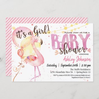 Pink Flamingo Baby Shower Invitation by Card_Stop at Zazzle