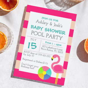 Pink Flamingo Baby Shower Invitation
