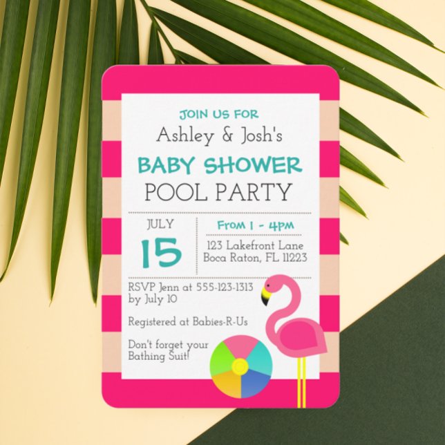 Pink Flamingo Baby Shower Invitation (Creator Uploaded)