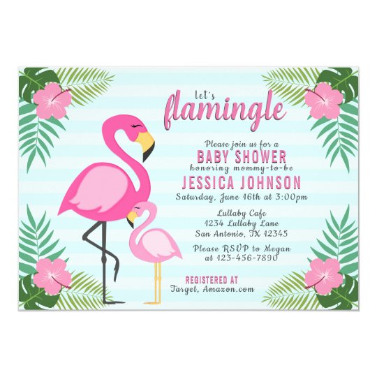 Pink Flamingo Baby Shower Invitations 5