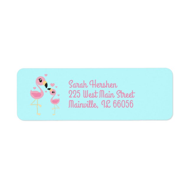 Pink Flamingo Baby Shower Label (Front)
