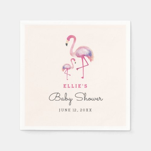 Pink Flamingo Baby Shower Napkin