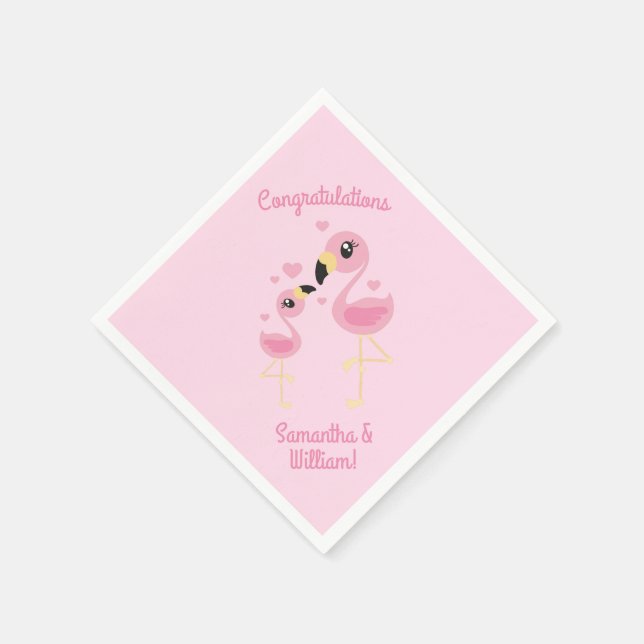 Pink Flamingo Baby Shower Napkins (Corner)