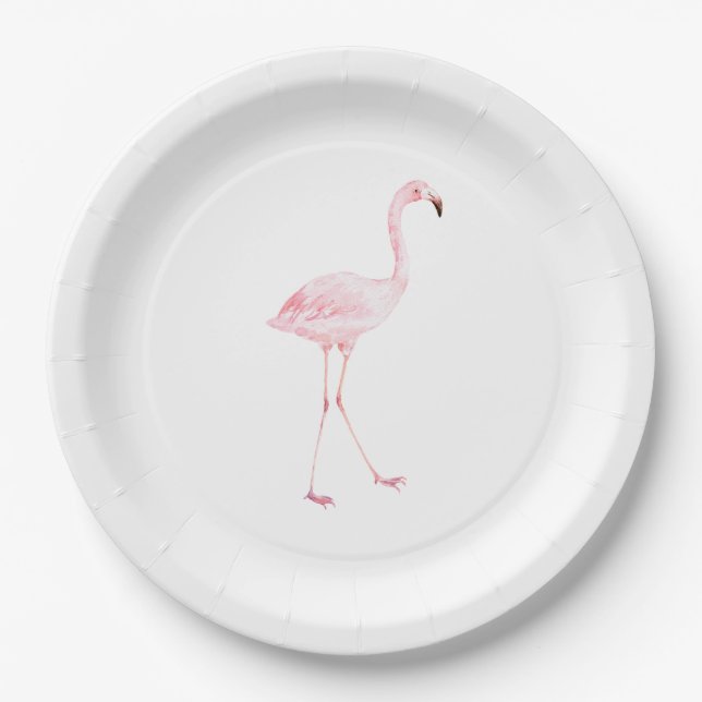 Pink Flamingo Baby Shower Paper Plates (Front)