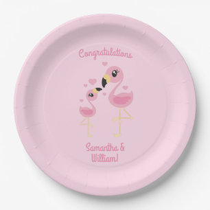 Pink Flamingo Baby Shower Paper Plates